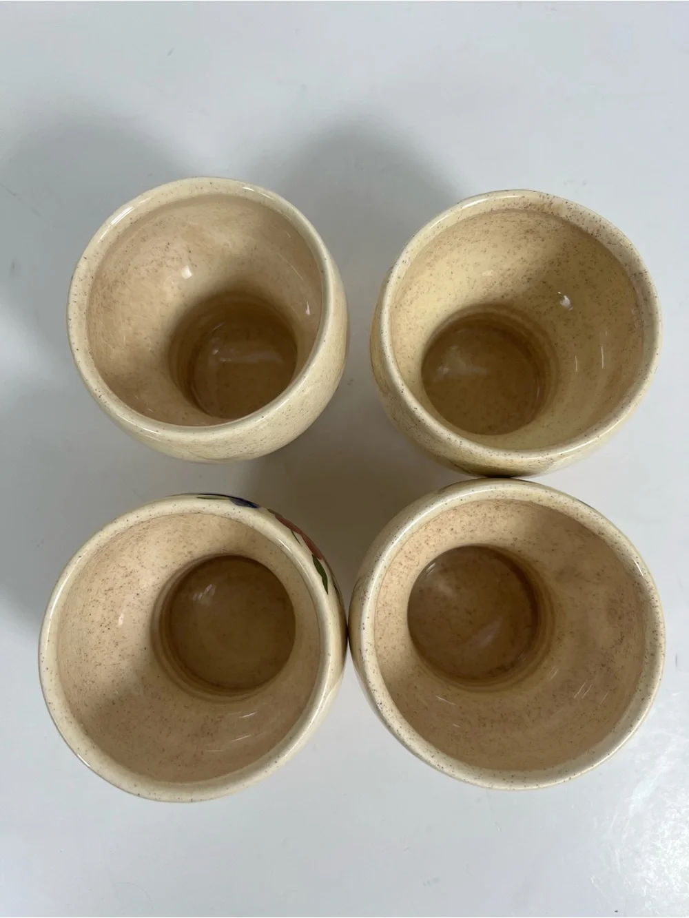 Vintage Goebel W Germany Floral Footed Cups Goblets Set of 4 Ceramic